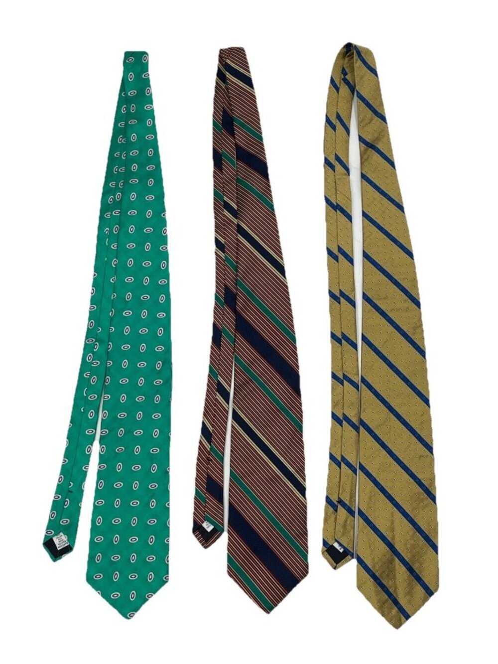 Lot of 3 Paul Fredrick 100% Silk Neckties Striped Geometric Designer Mens Ties